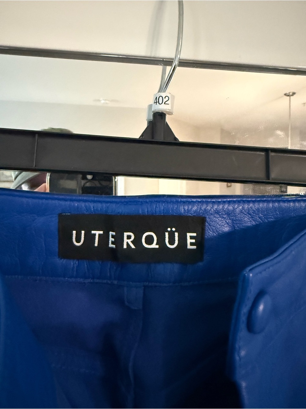 Uterqüe Blue Genuine Sheep Leather High Rise Cropped Pants Size S 26 - Picture 3 of 6